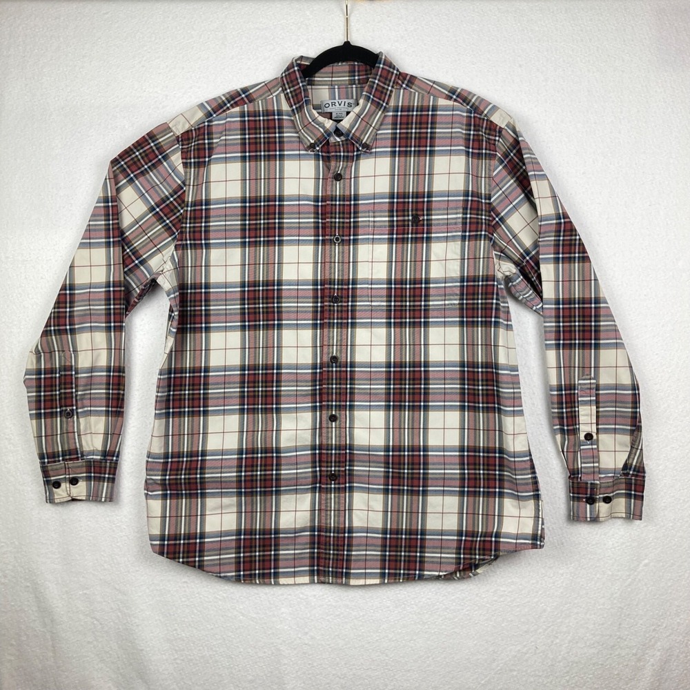 Orvis Multicolor Plead Long Sleeve Button Down Size XL Shirt